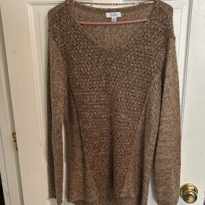 Indigo Marled Brown V-Neck Sweater